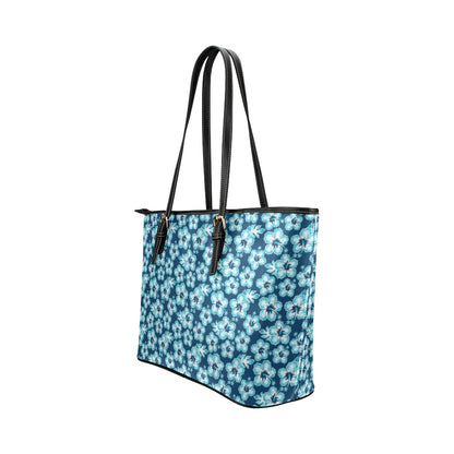 Hibiscus Flower Hawaiian Themed Leather Tote Bag