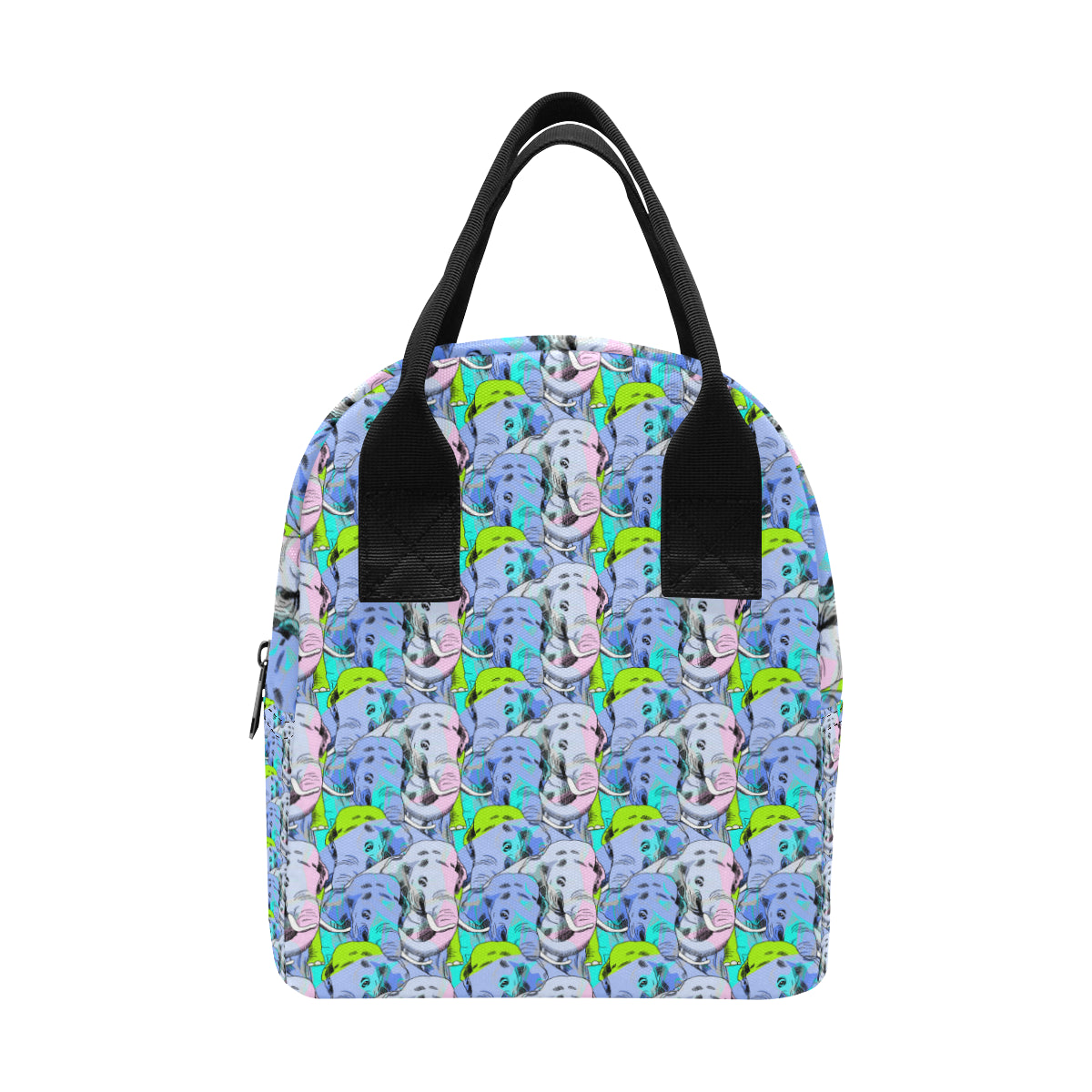 Elephant Art color Print Pattern Insulated Lunch Bag