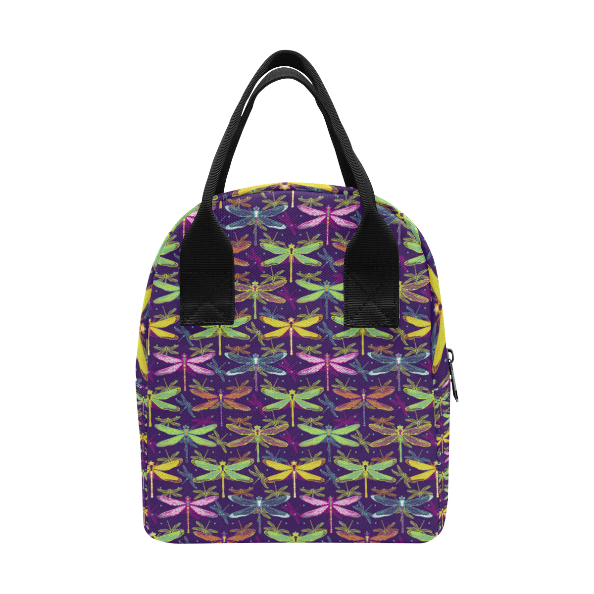 Dragonfly Neon Color Print Pattern Insulated Lunch Bag