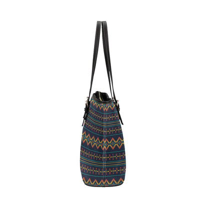 Southwest American Design Themed Print Leather Tote Bag