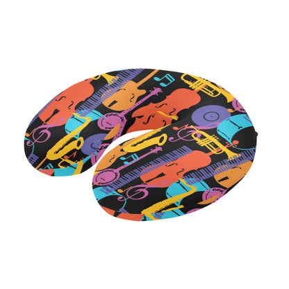 Jazz Pattern Print Design 03 U-Shaped Travel Neck Pillow