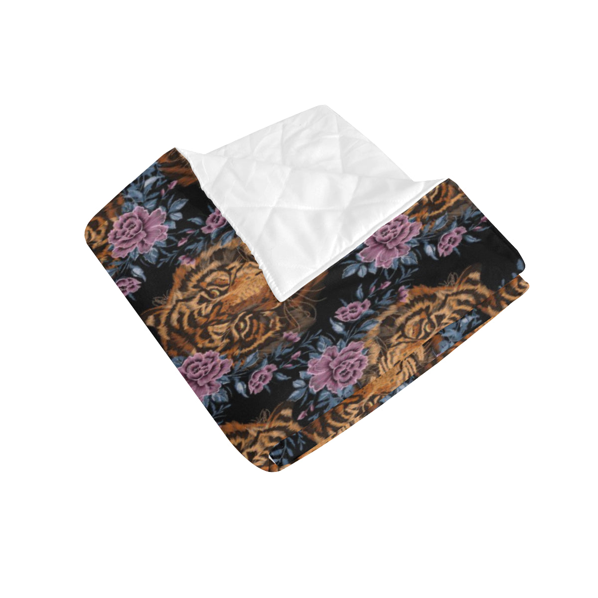 Tiger Head Floral Premium Quilt