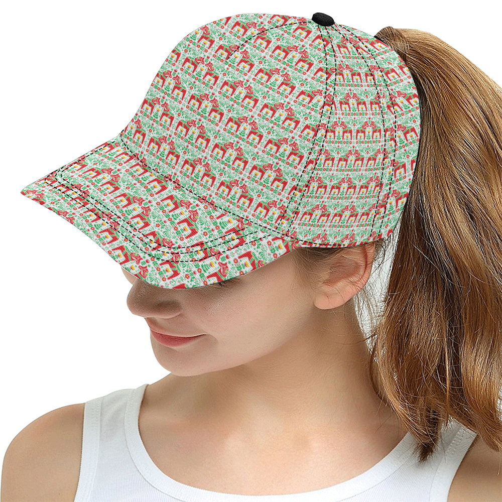 Swedish Dala Style Pattern Snapback Cap
