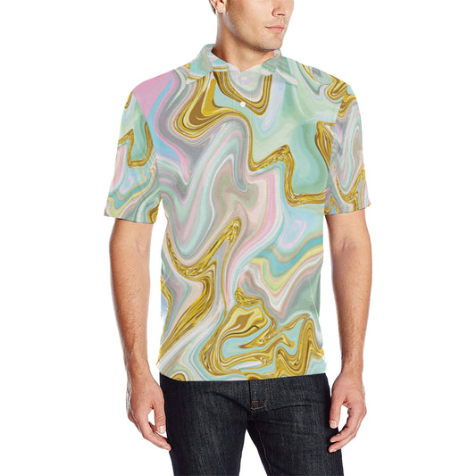 Gold Sweet Marble Men Polo Shirt