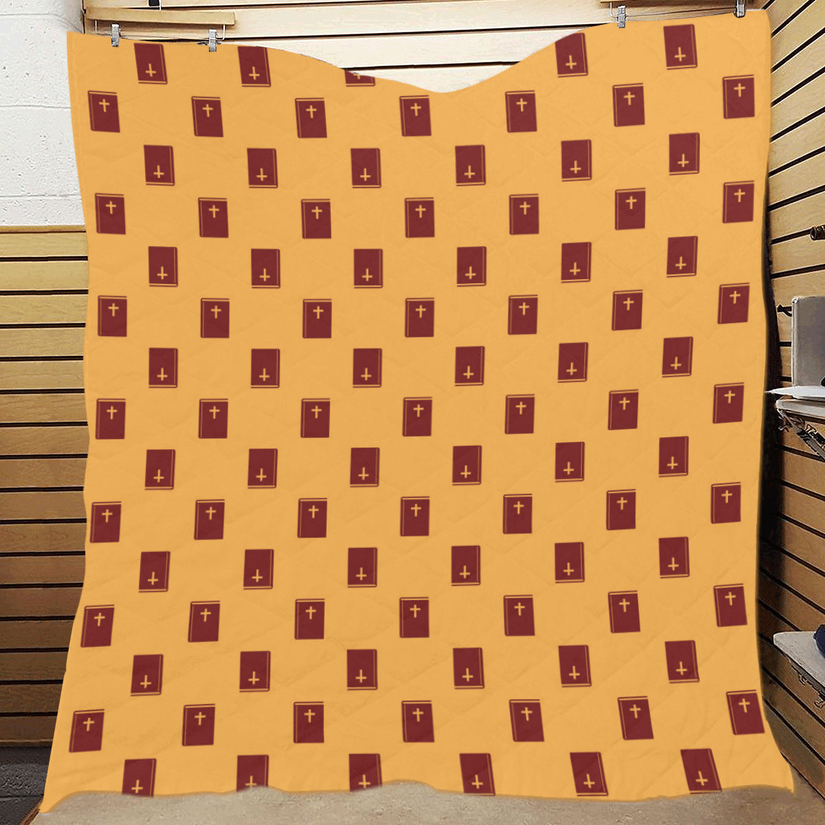 Bible Pattern Print Design 05 Premium Quilt