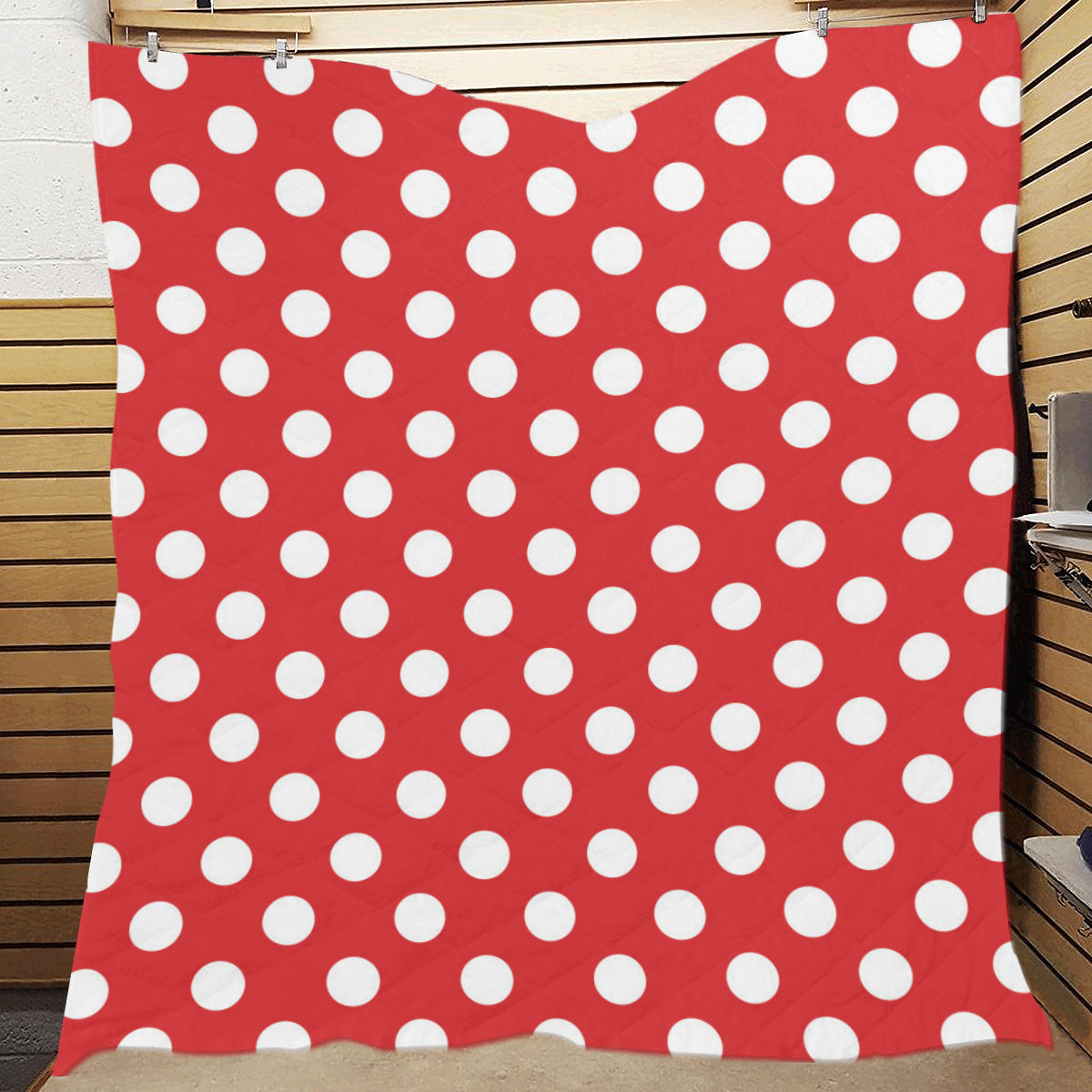Polka Dot Red Pattern Print Design 04 Premium Quilt