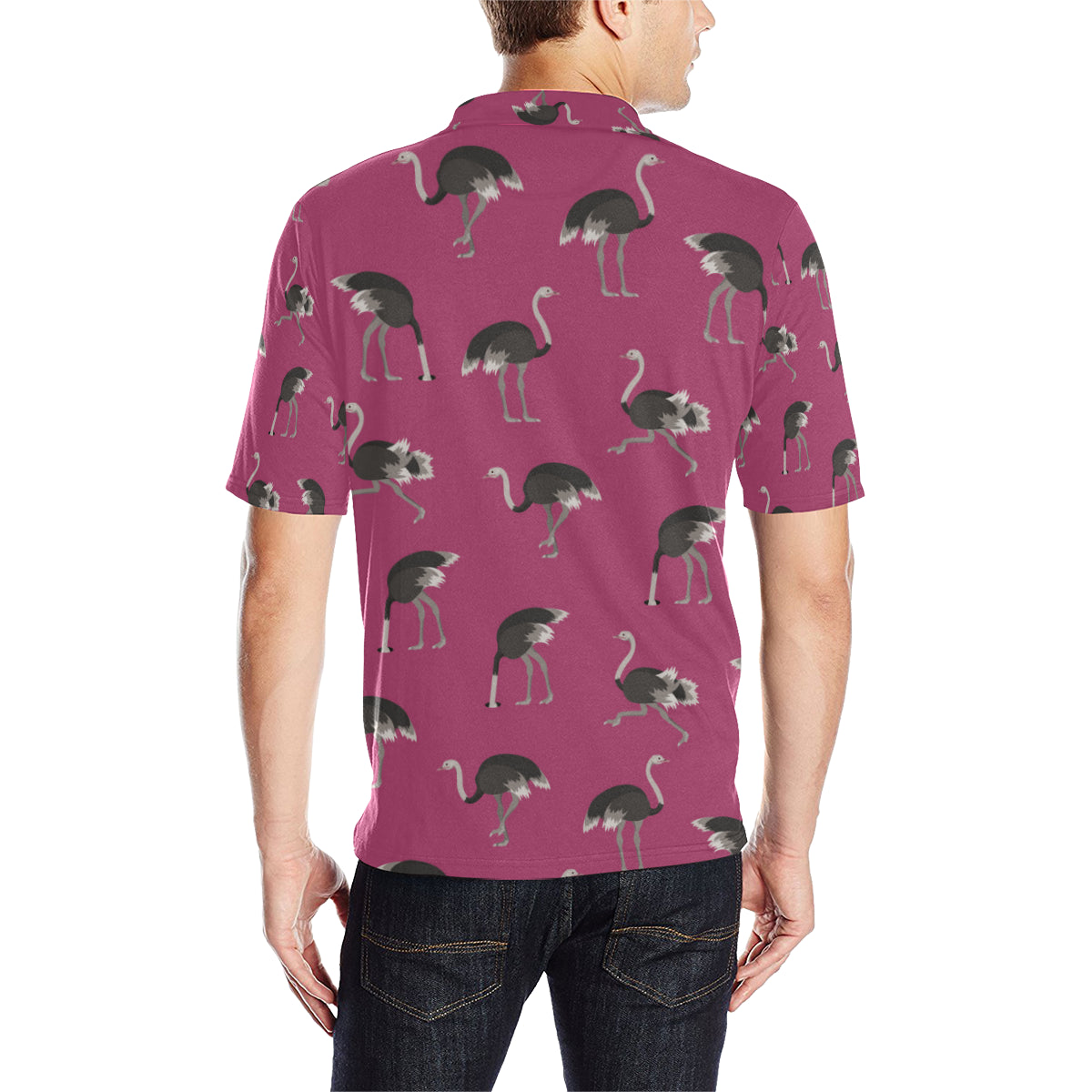 Emu Pattern Print Design 02 Men Polo Shirt