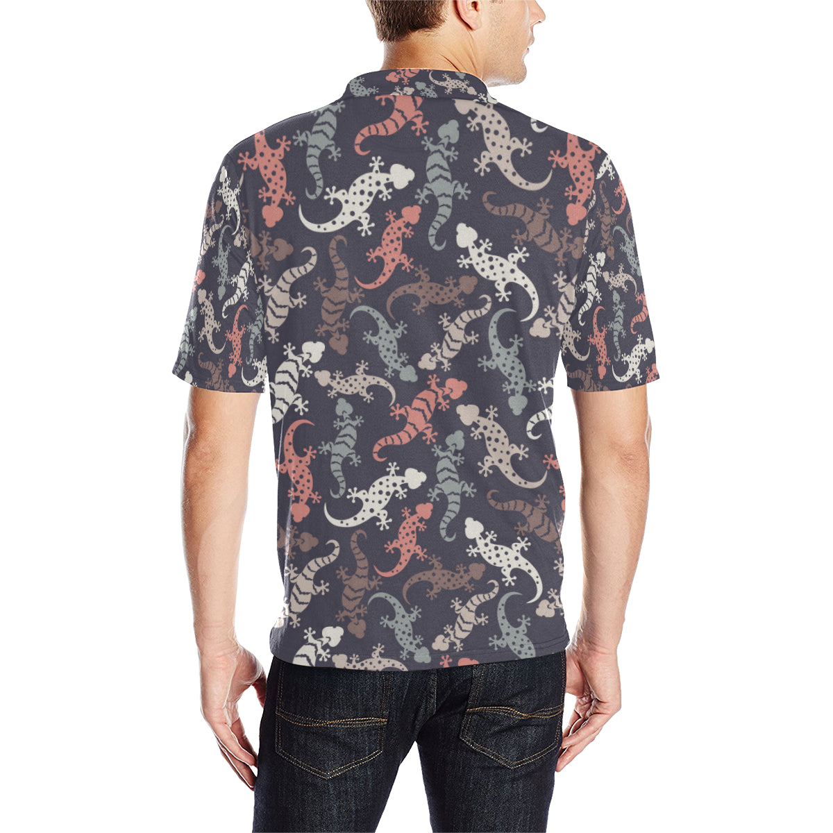Gecko Pattern Print Design 02 Men Polo Shirt