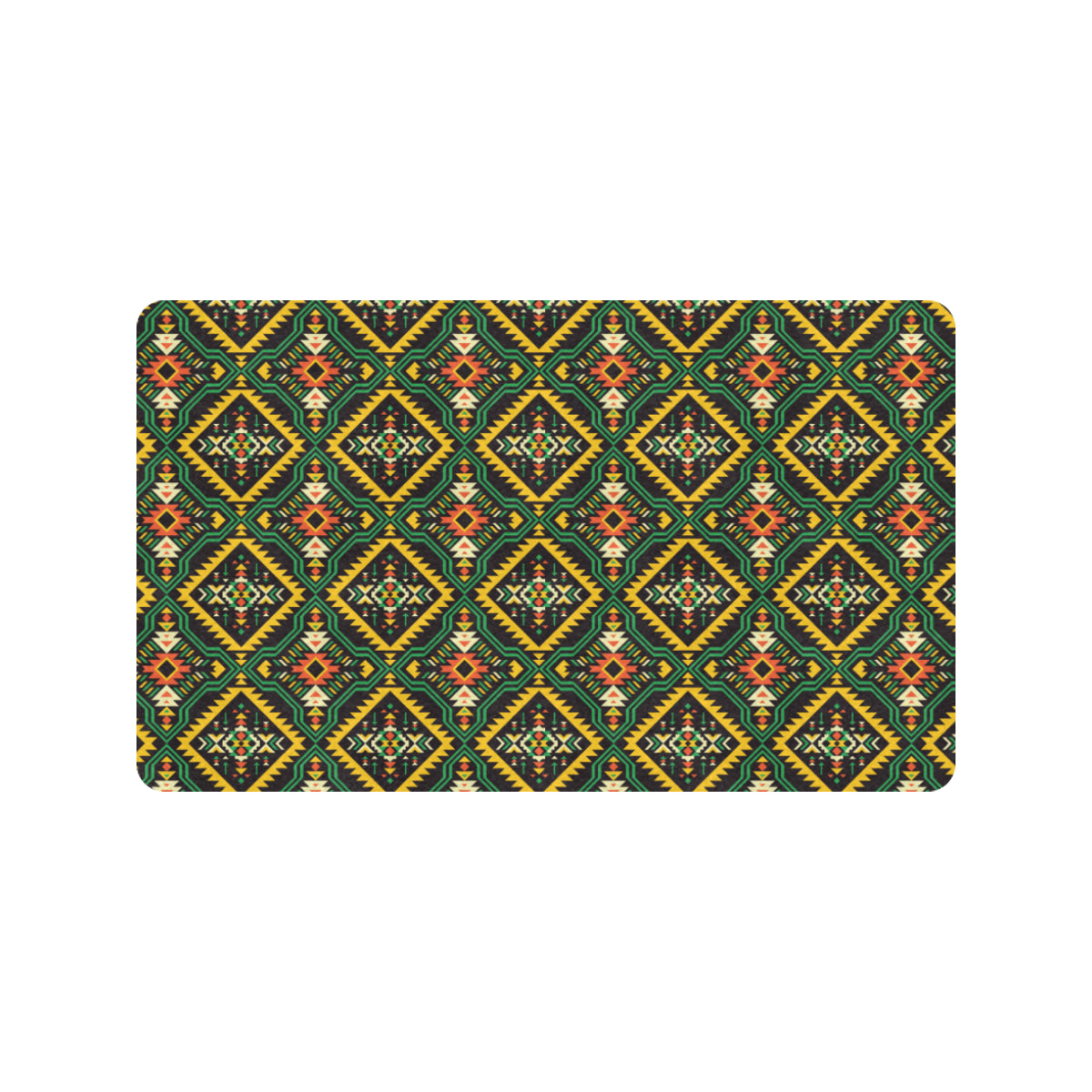 Kente Green Design African Print Rubber Doormat
