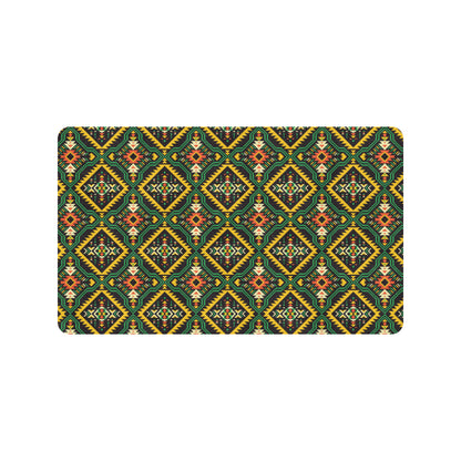 Kente Green Design African Print Rubber Doormat