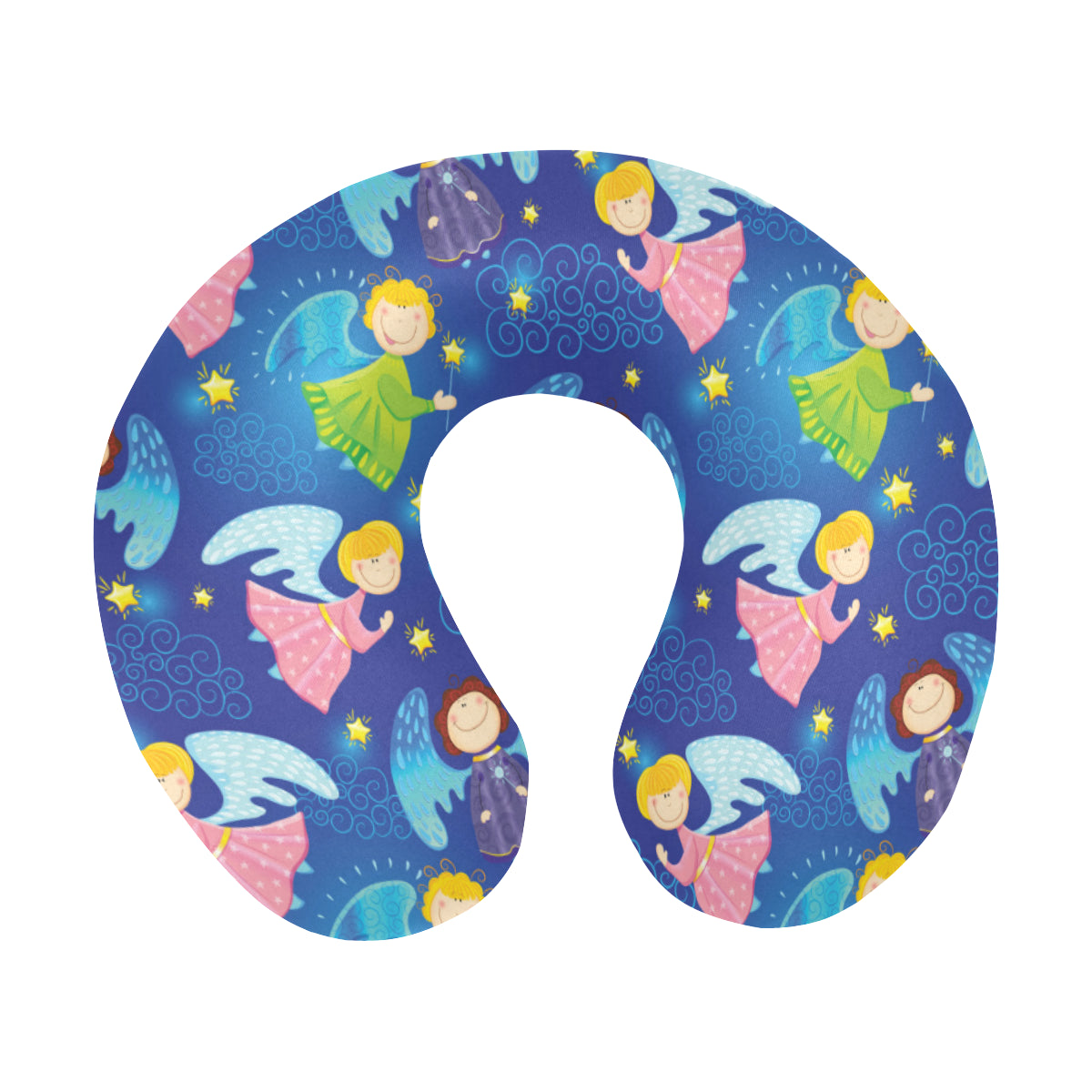 Angel Little Pattern Print Design 02 U-Shaped Travel Neck Pillow