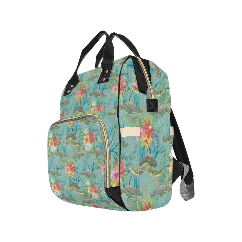 Sea Turtle Pattern Print Design T012 Diaper Bag Backpack