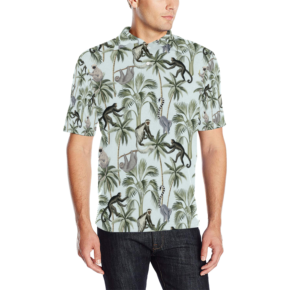 Rainforest Pattern Print Design RF04 Men Polo Shirt