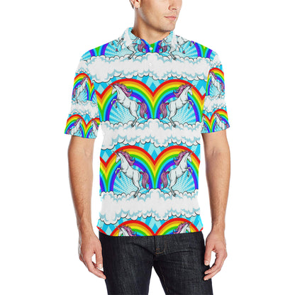 Unicorn Rainbow Men Polo Shirt