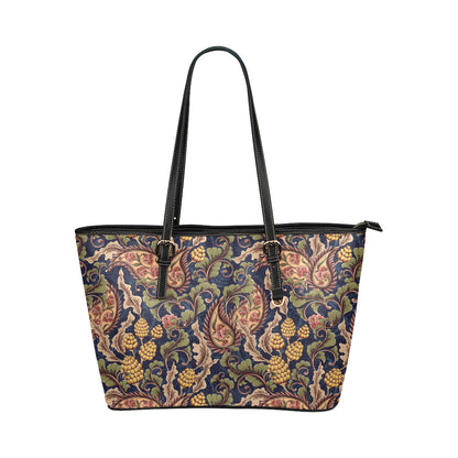 Floral Vintage Classic Print Leather Tote Bag