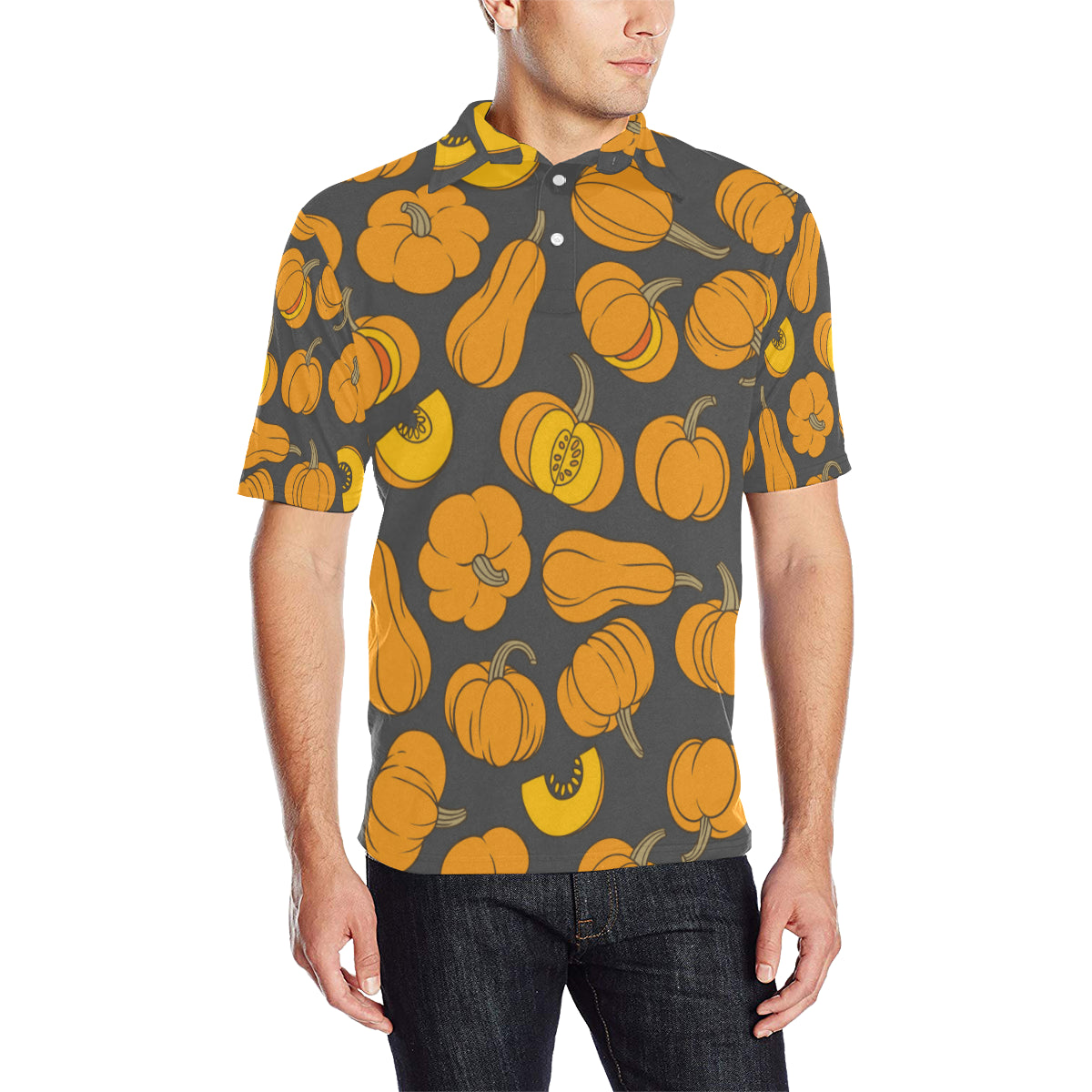 Pumpkin Pattern Print Design A03 Men Polo Shirt