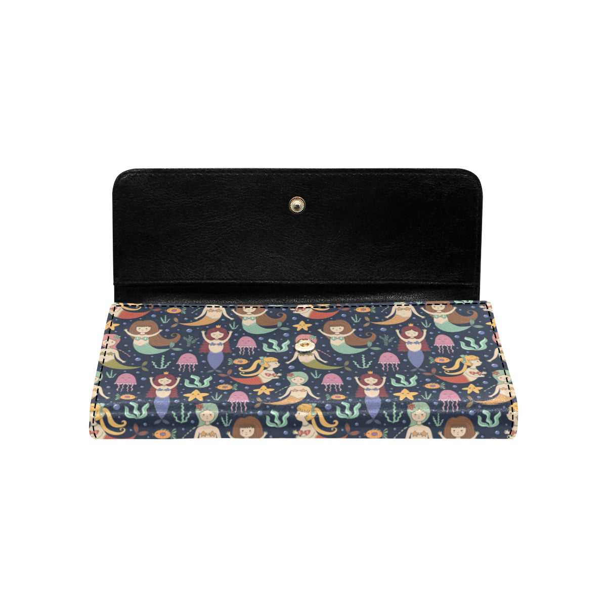 Mermaid Cartoon Pattern Print Design 03 Women's Trifold Wallet