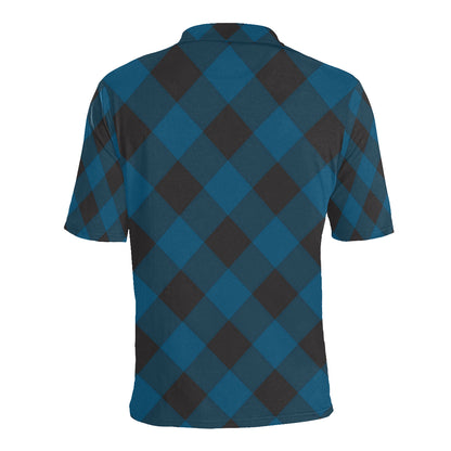 Plaid Blue Pattern Print Design A04 Men Polo Shirt