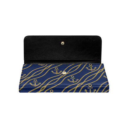Nautical Anchor Rope  Pattern Women's Trifold Wallet