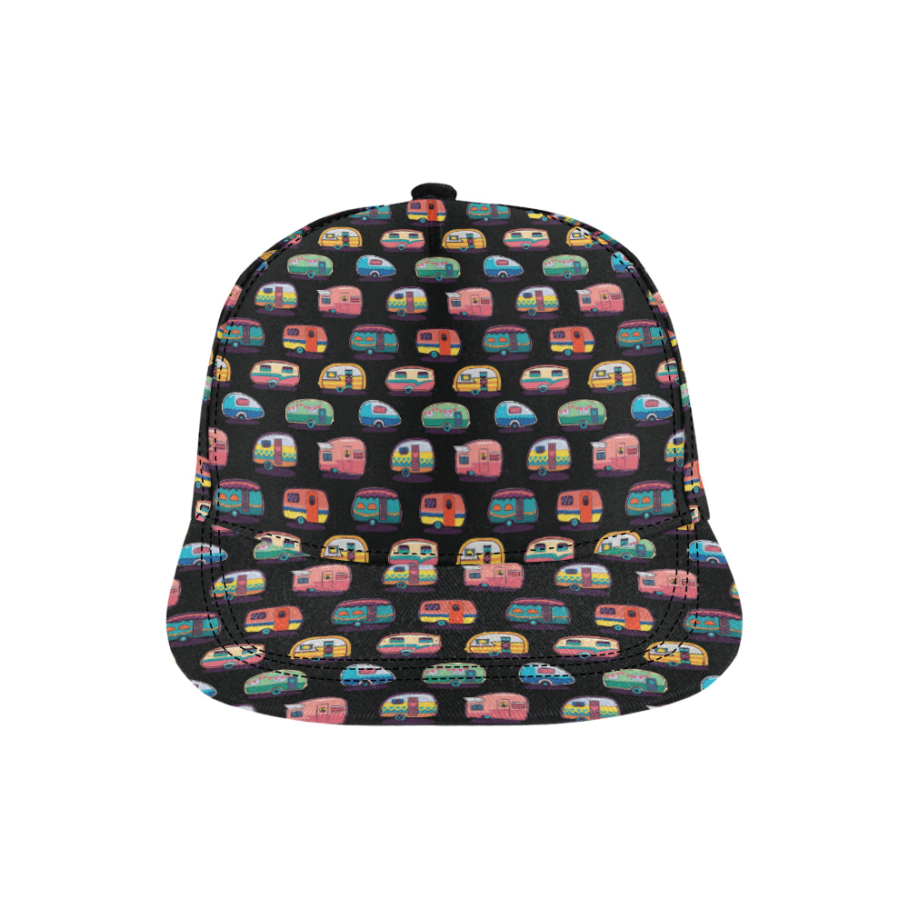 Camper Camping Pattern Snapback Cap