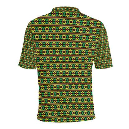 African Geometric Print Pattern Men Polo Shirt