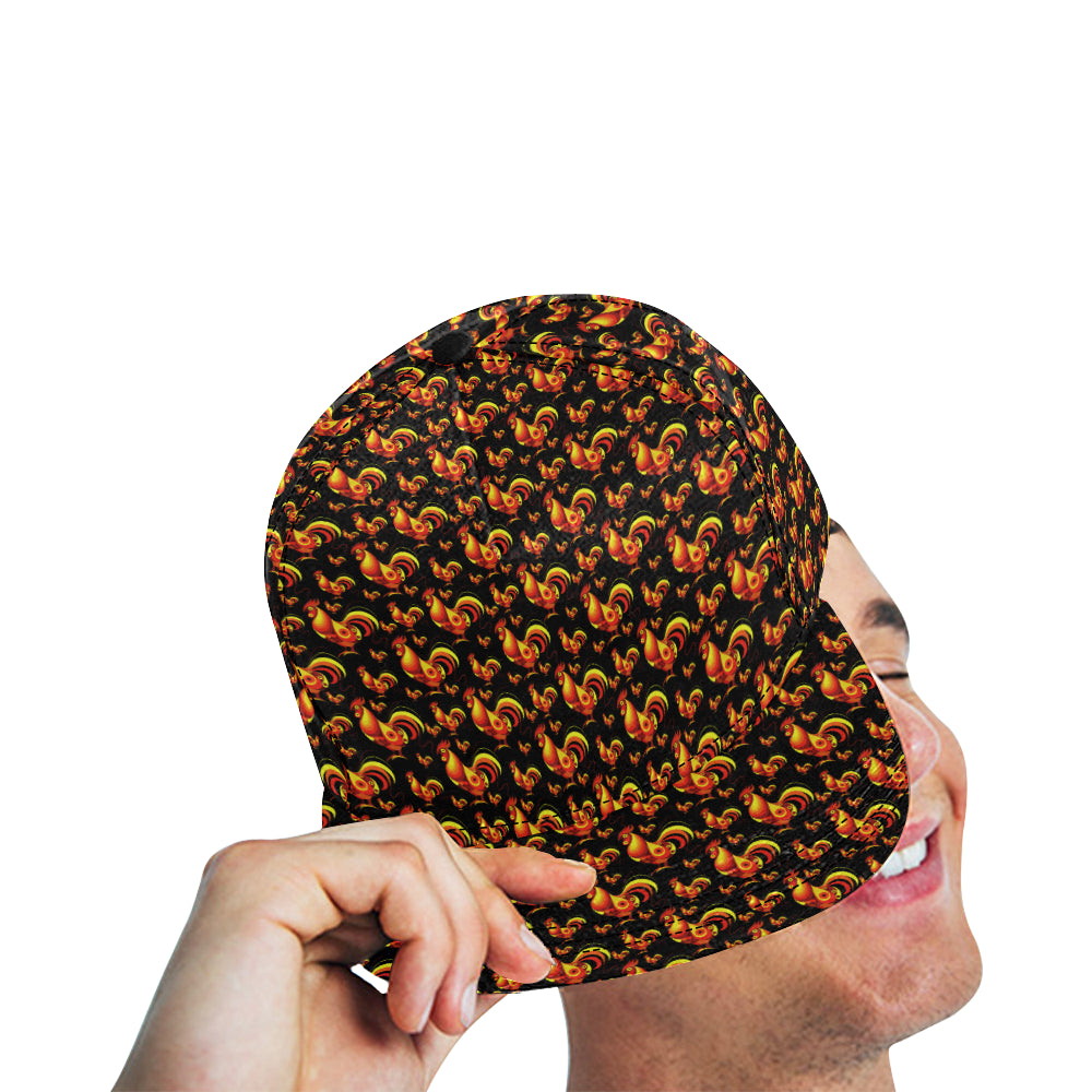 Rooster Print Themed Snapback Cap