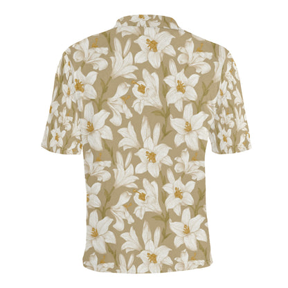 Lily Pattern Print Design LY07 Men Polo Shirt