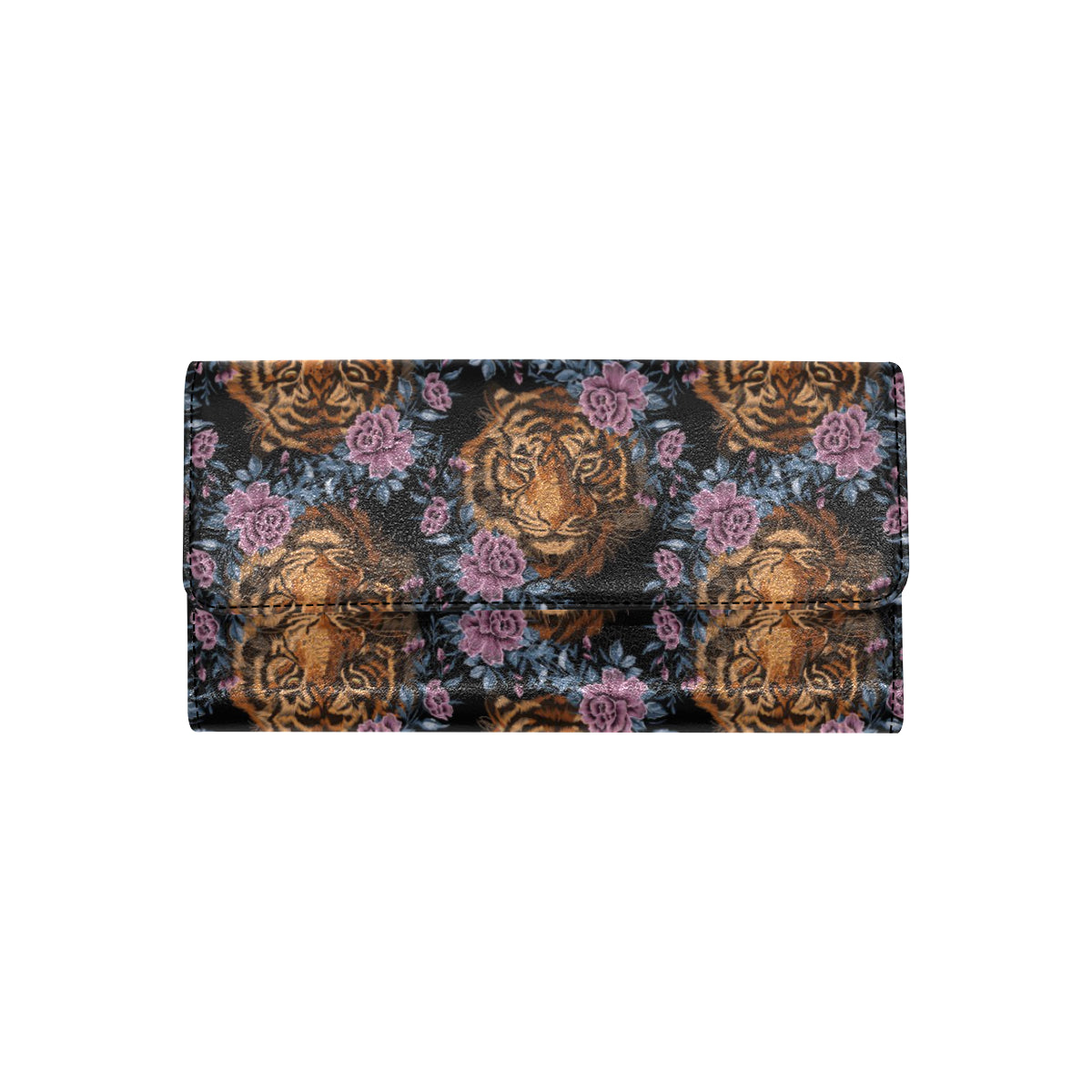 Tiger Head Floral Women's Trifold Wallet
