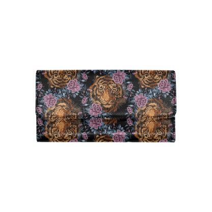 Tiger Head Floral Women's Trifold Wallet