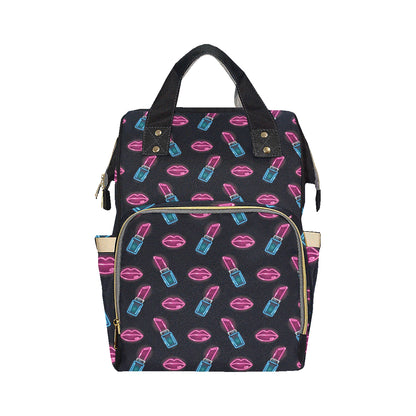 Lipstick Color Neon Pattern Print Design 03 Diaper Bag Backpack