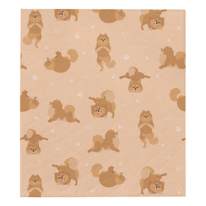 Pomeranians Pattern Print Design A06 Premium Quilt