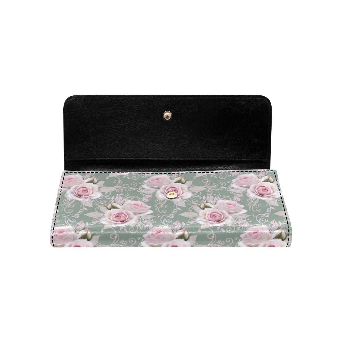 Rose White Pattern Print Design RO012 Women's Trifold Wallet