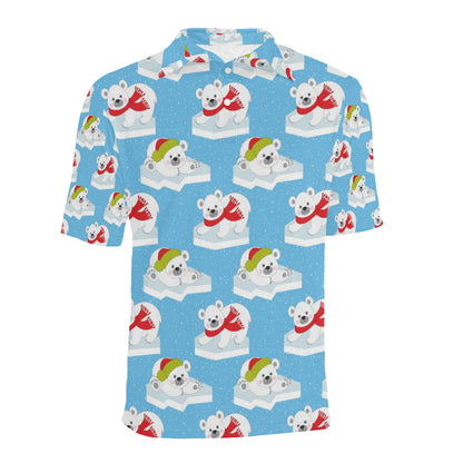 Polar Bear Pattern Print Design PB06 Men Polo Shirt