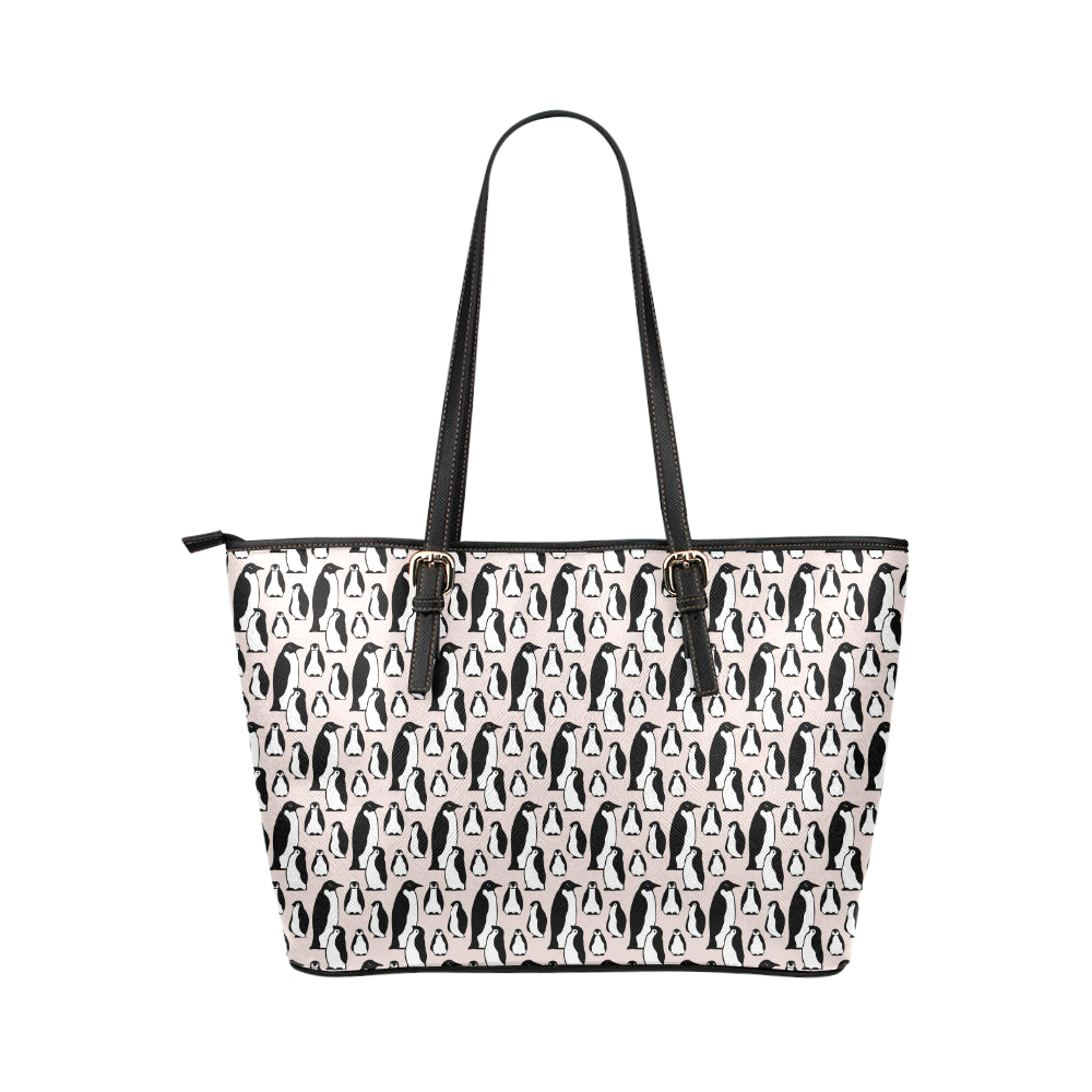 Penguin Themed Leather Tote Bag