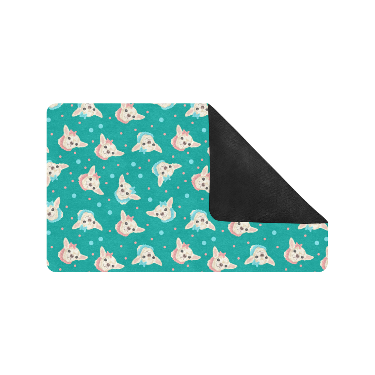 Chihuahua Polka Dot Pattern Rubber Doormat