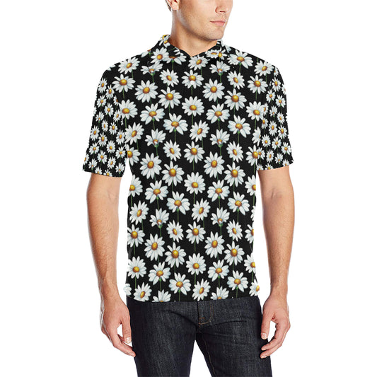 Daisy Print Pattern Men Polo Shirt