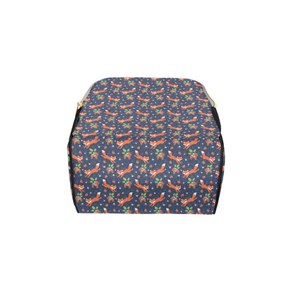 Fox Strawberry Print Pattern Diaper Bag Backpack