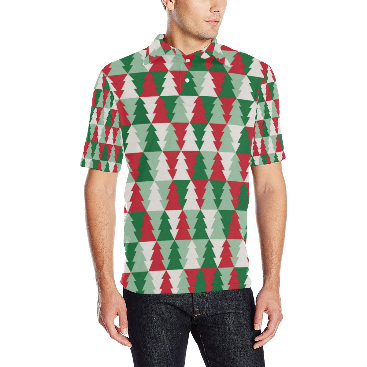 Christmas Tree Pattern Print Design 01 Men Polo Shirt