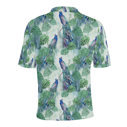 Peacock Pattern Print Design A02 Men Polo Shirt