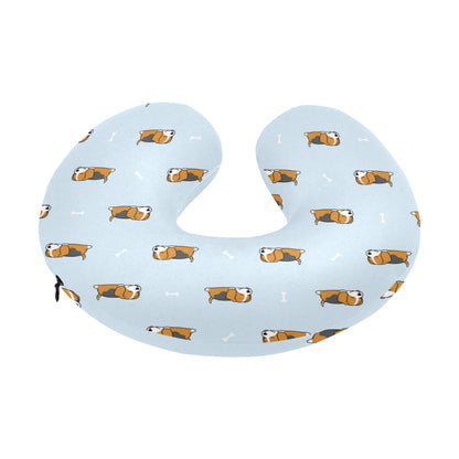 Beagle Pattern Print Design 06 U-Shaped Travel Neck Pillow