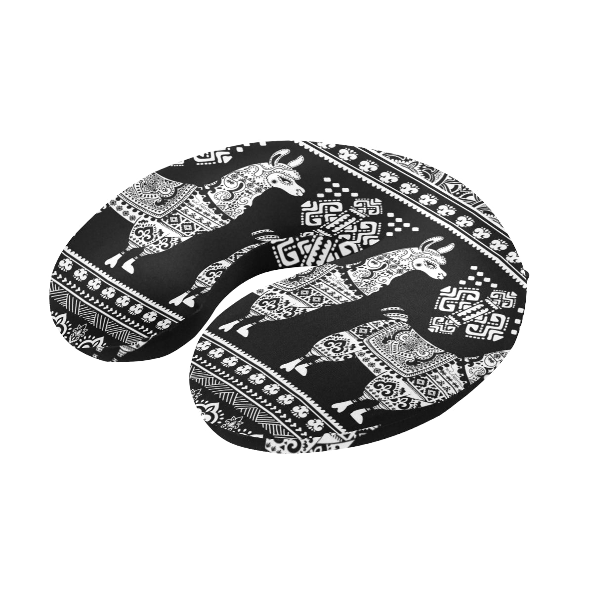 Llama Aztec Style Pattern Print Design 01 U-Shaped Travel Neck Pillow