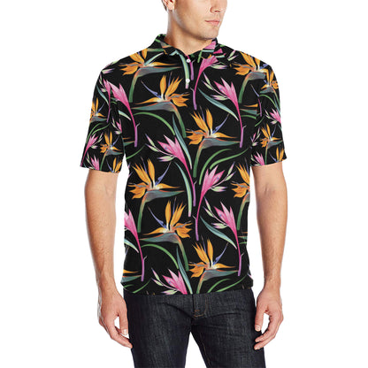 Tropical Flower Pattern Print Design TF017 Men Polo Shirt