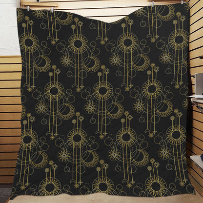 Moon Boho Style Pattern Print Design 01 Premium Quilt