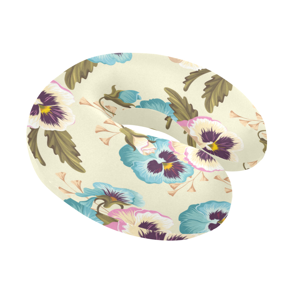 Pansy Pattern Print Design A02 U-Shaped Travel Neck Pillow
