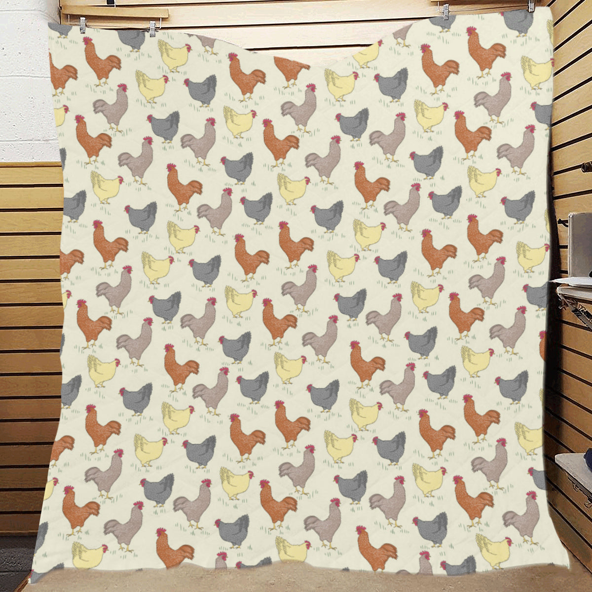Chicken Pattern Print Design 05 Premium Quilt