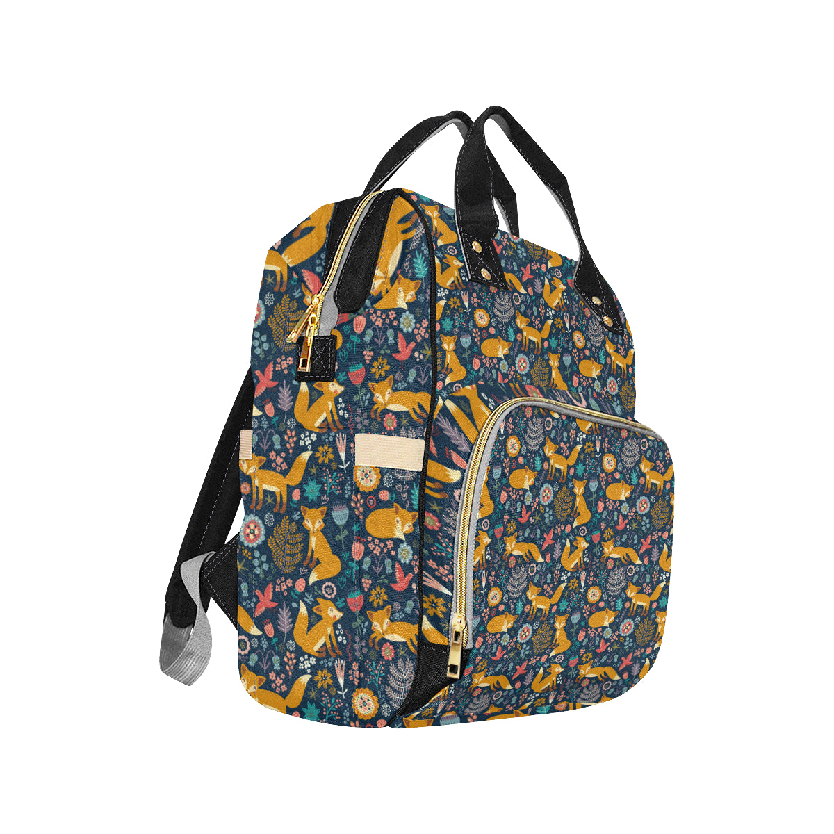 Fox Cute Jungle Print Pattern Diaper Bag Backpack