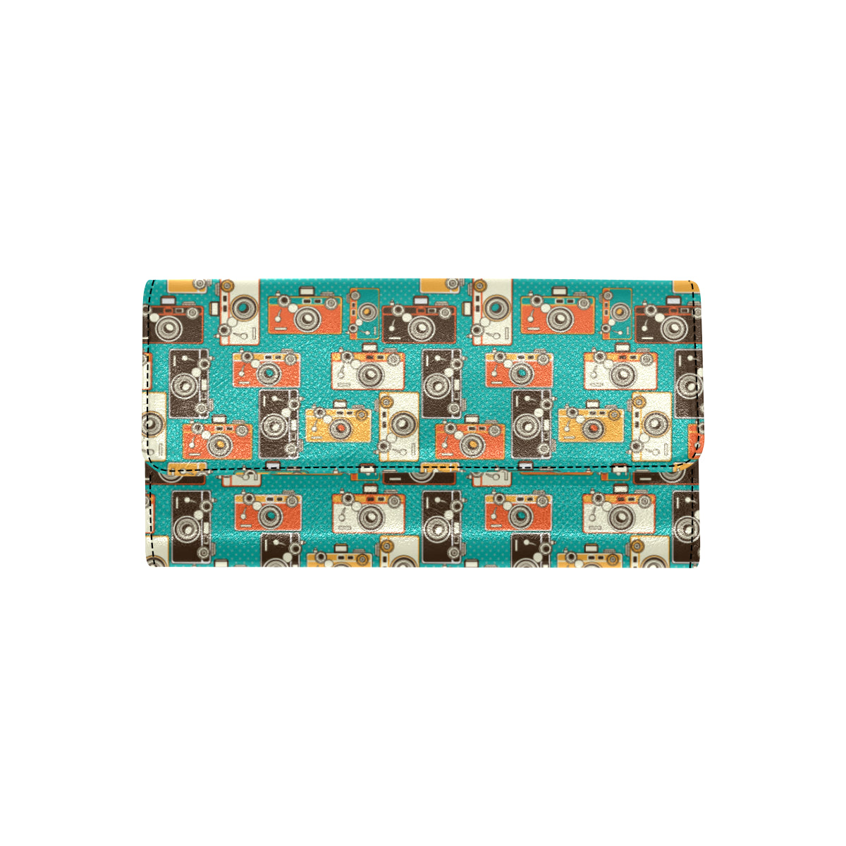 Camera Pattern Print Design 02 Women's Trifold Wallet