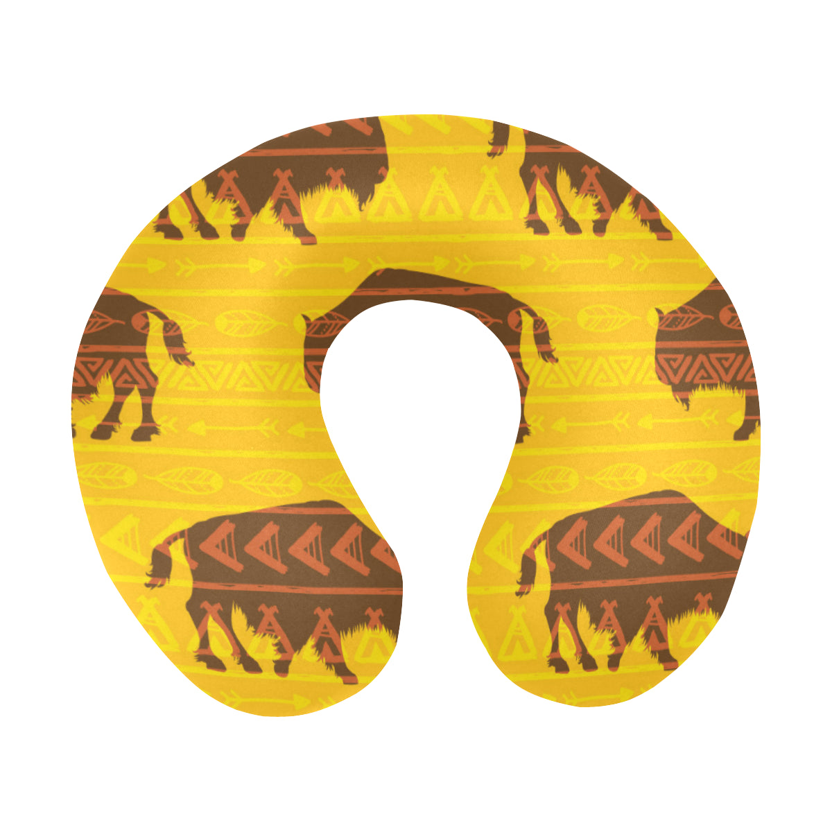 Bison Native Pattern Print Design 01 U-Shaped Travel Neck Pillow