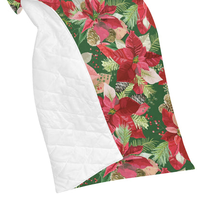Poinsettia Pattern Print Design POT03 Premium Quilt
