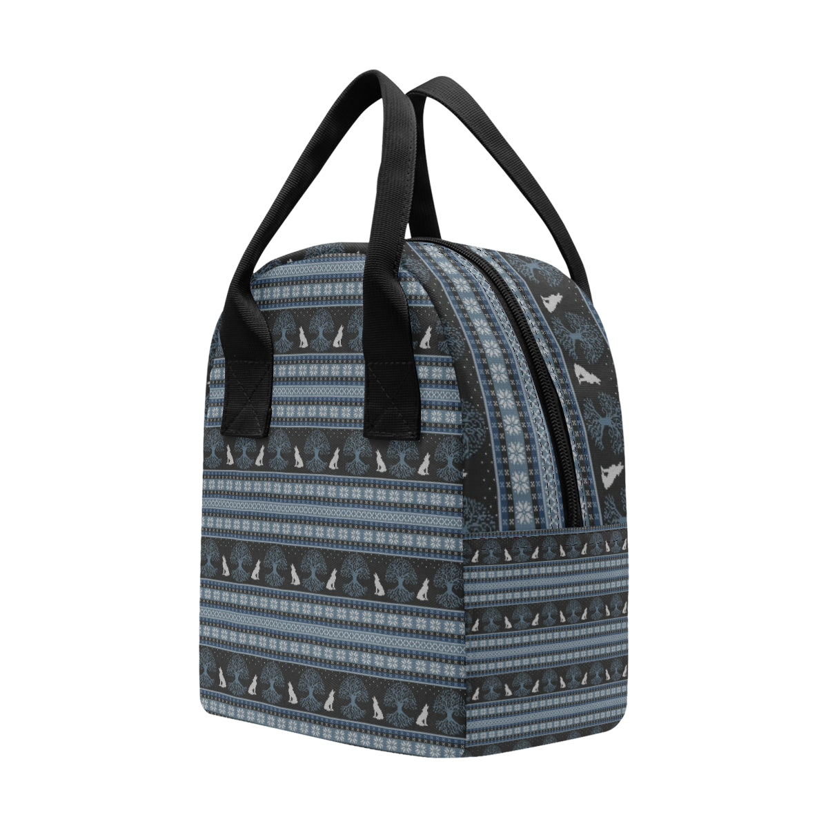 Wolf Tree of Life Knit Design Print Insulated Lunch Bag